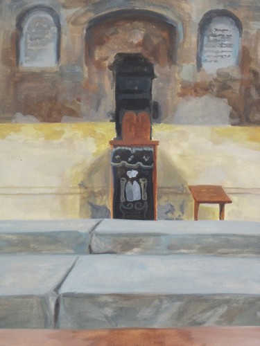Alison Kruvant, Masonry Synagogue. Watercolor on paper, 12x16in, 200 dollars